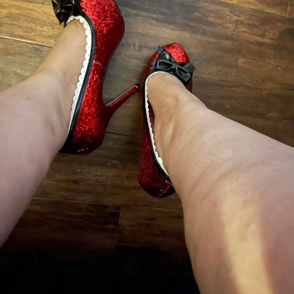 Legs Avenue Glitter Heels Pink or Red - Picture 2 of 4
